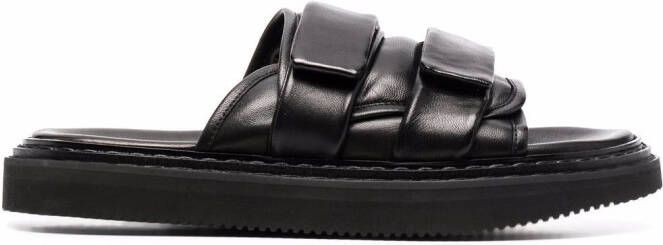 Officine Creative touch-strap leather slides Black
