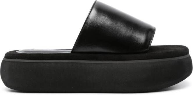 Osoi Boat leather platform slides Black