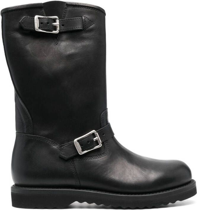 OUR LEGACY 35mm buckle-fastening leather boots Black