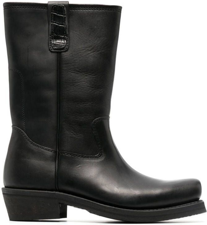 OUR LEGACY Flat-Toe leather boots Black