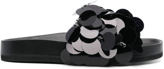 Rabanne Sparkle disc-detailing sandals Black