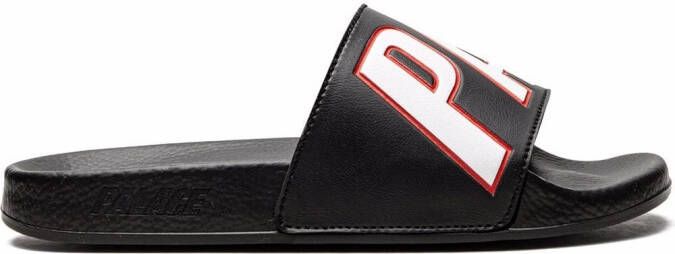 Palace logo-patch rubber slides Black