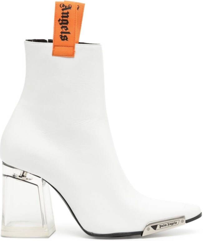 Palm Angels block-heel ankle boots White