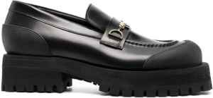 Palm Angels chain logo plaque loafers Black