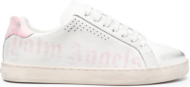 Palm Angels distressed logo-print sneakers White