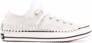 Palm Angels fringed low-top lace-up sneakers White