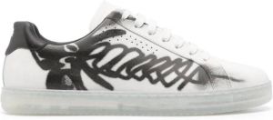 Palm Angels graffiti-print leather sneakers White