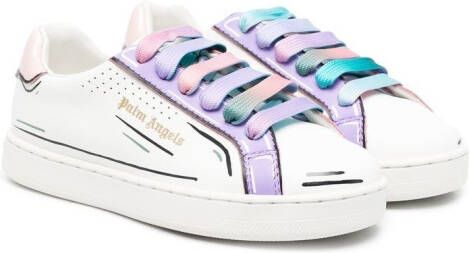 Palm Angels Kids lace-up leather sneakers White