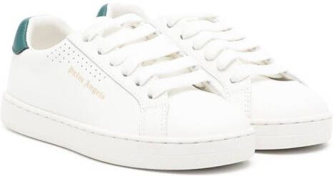 Palm Angels Kids logo-print low top leather trainers White