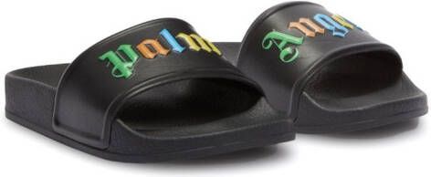 Palm Angels Kids logo-print open-toe flip flops Black