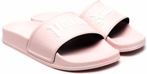 Palm Angels Kids logo-print pool slides Pink
