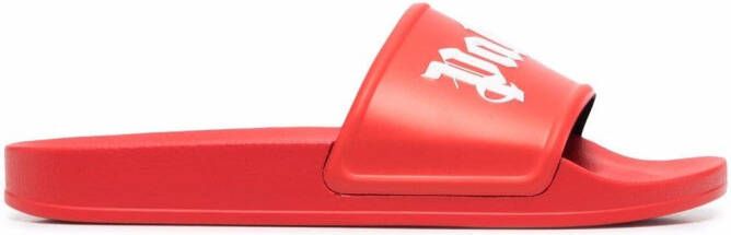 Palm Angels logo-print slides Red
