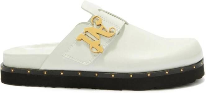 Palm Angels PA studded leather mules White