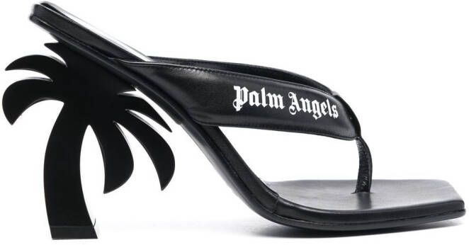 Palm Angels Palm Beach logo-print sandals Black