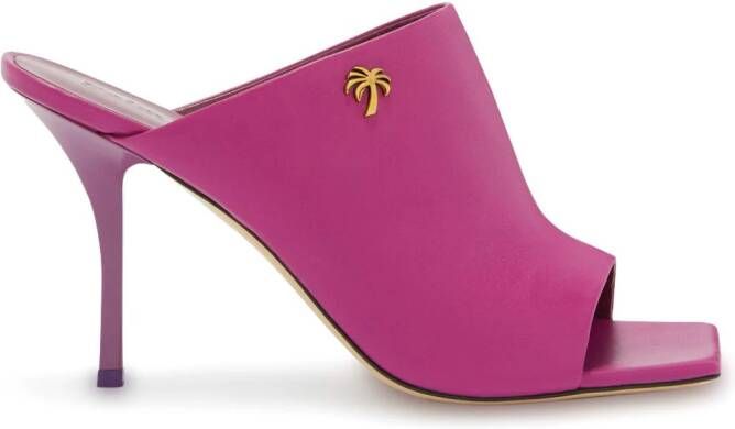 Palm Angels Palm-motif 90mm leather mules Pink