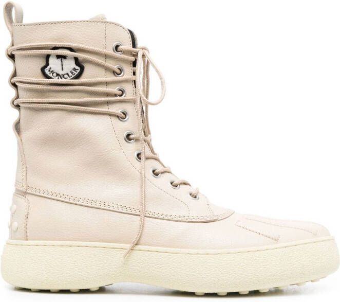 Palm Angels x Moncler x Tod's Winter Gommino lace-up boots Neutrals