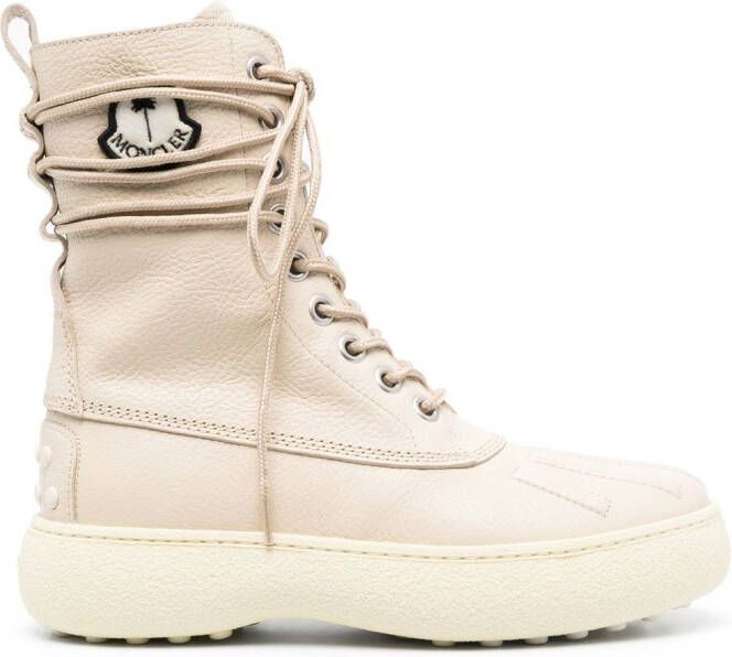 Palm Angels x Moncler x Tod's Winter Gommino lace-up boots Neutrals