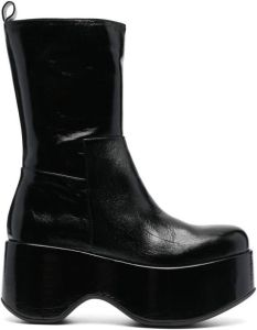 Paloma Barceló 105mm polished-effect leather platform boots Black