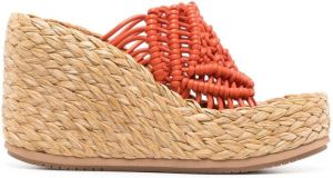 Paloma Barceló 110mm woven-leather wedge sandals Orange