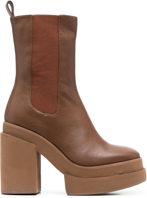 Paloma Barceló 120mm block-heeled ankle boots Brown