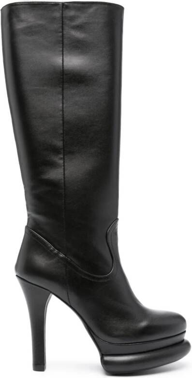 Paloma Barceló 120mm knee-high leather boots Black