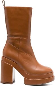 Paloma Barceló 120mm leather platform boots Brown