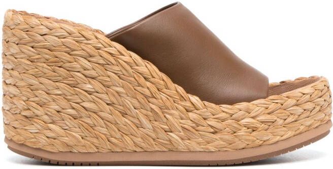 Paloma Barceló 90mm wedge-heel leather mules Brown