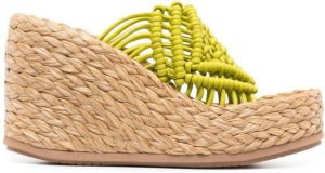 Paloma Barceló 95mm leather wedge sandals Green