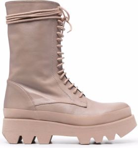 Paloma Barceló chunky lace-up leather boots Pink
