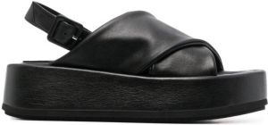 Paloma Barceló cross-over strap flatform sandals Black