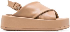 Paloma Barceló cross-over strap flatform sandals Brown