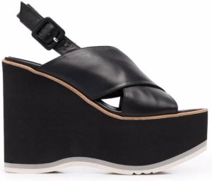 Paloma Barceló cross-strap wedge sandals Black