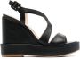 Paloma Barceló Eider 115mm leather wedge sandals Black - Thumbnail 1