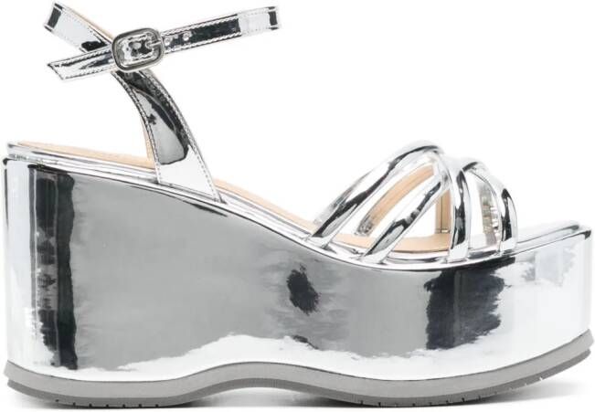 Paloma Barceló Ibbie 85mm wedge sandals Silver
