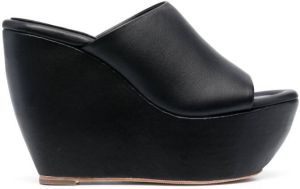 Paloma Barceló leather 130mm wedge mules Black