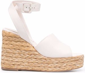 Paloma Barceló woven raffia wedge sandals Pink