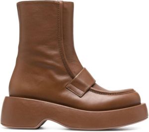 Paloma Barceló zip-up leather loafer boots Brown