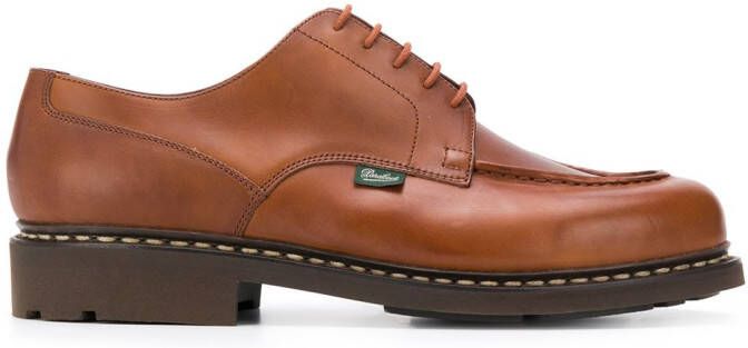 Paraboot exposed-stitched leather shoes Brown