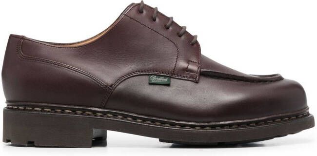 Paraboot logo-patch leather derby shoes Brown