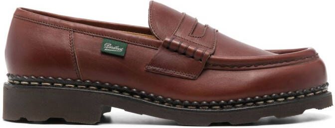 Paraboot logo-tag calf-leather loafers Brown