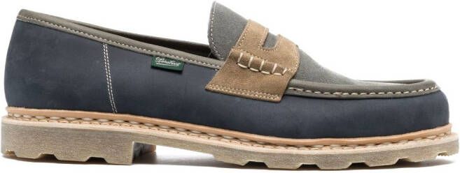 Paraboot three-tone suede penny loafers Blue