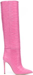 Paris Texas 100mm Coco crocodile-effect leather boots Pink