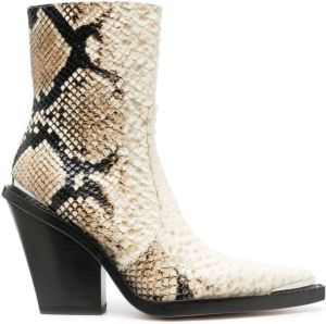 Paris Texas 100mm snakeskin-effect leather ankle boots White