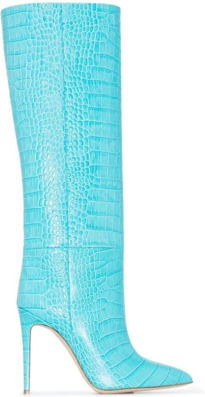 Paris Texas 105mm crocodile-effect knee boots Blue