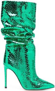 Paris Texas 105mm snakeskin-effect metallic boots Green