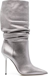 Paris Texas 110mm ruched metallic boots Silver