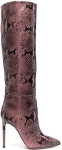 Paris Texas 110mm snake-print heeled boots Pink