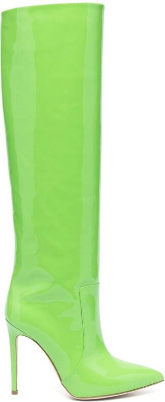 Paris Texas 110mm stiletto leather boots Green