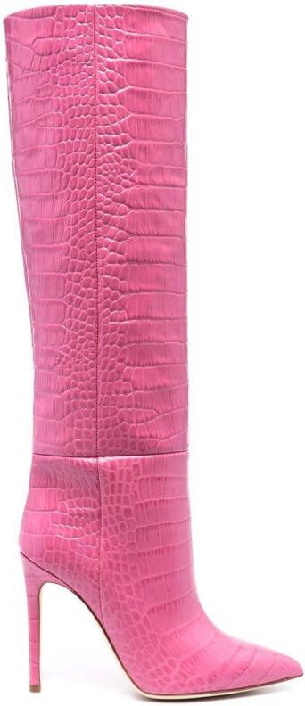 Paris Texas 120mm crocodile-effect knee-length boots Pink