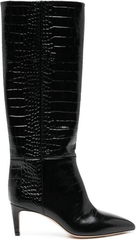 Paris Texas 60mm crocodile-embossed leather boots Blue